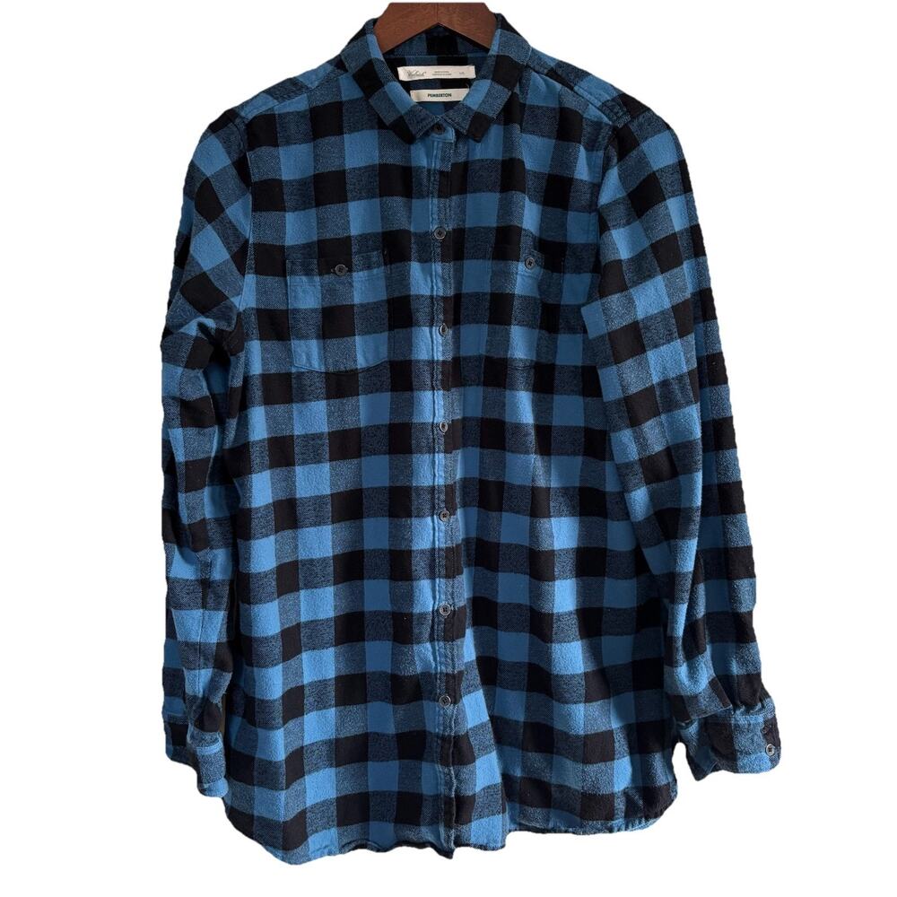 Woolrich Women’s Pemberton Blue & Black Buffalo Plaid Flannel Shirt Size Large